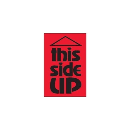 Bubblefast 2 x 3'' - ''This Side Up'' Fluorescent Red Labels BFDL1077