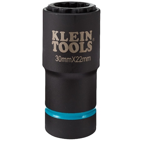 Klein Tools 2-in-1 Metric Impact Socket, 12-Point, 30 x 22 mm 66053E