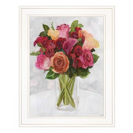 Homeroots Vases with Flowers II 1 White Framed Print Wall Art 408152