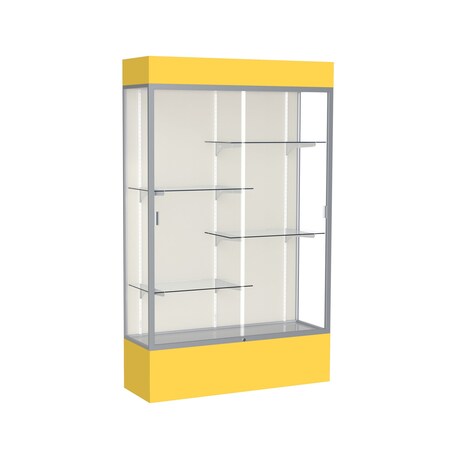 Ghent Lighted Floor Display Case 48x80x16, Plaque 3174PB-SN-GR