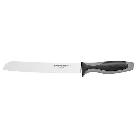 Dexter Russell Bread Knife, 8 in Blade, Black/Gray Handle 29313