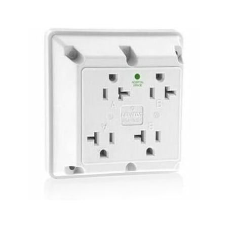 Leviton Straight Blade Receptacle, 5-20R, 20 A, 125V AC, 2 Pole, 3 Wire, Surface Mount, Single, White 21254-HW