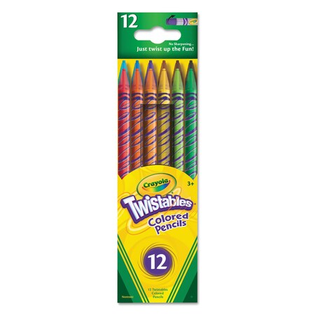 Crayola Twistables Colored Pencils, 2 mm, 2B, Assorted Lead and Barrel Colors, 12PK 68-7408