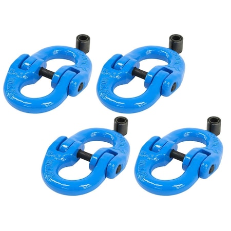 Mytee Products G100 3/8in Forged Alloy Steel Hammerlock Coupling Link - BLUE, 8800 lbs WLL, 4PK G100-CL-38x4