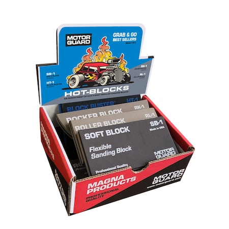 Motor Guard Optima HOT-BLOCKS SANDING BLOCK GRAB & GO COUNTER DISPLAY-9 pieces 00834