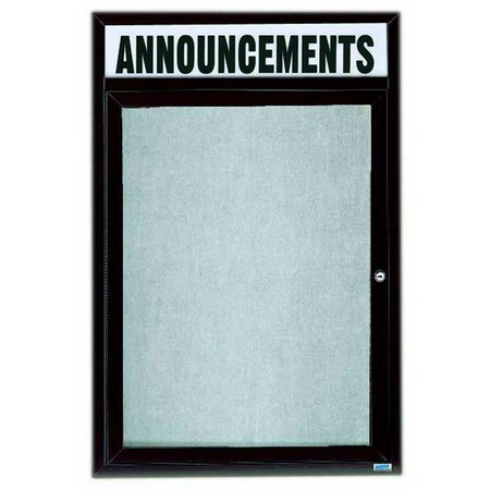 Aarco Outdoor Enclosed Bulletin Board w/ Al Frame Header, Bronze Anodized, Neutral 48''Hx36''W ODCC4836RHBA
