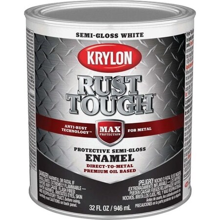 Krylon Rust Tough Oil-Based Semi-Gloss Rust Control Enamel, White, 1 Qt. K09708008