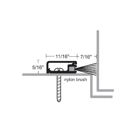 National Guard Products CONCEALED FASTENER SWEEP SINGLE 96 INCH STRIP CLEAR ALUMINUM GRAY BRUSH 672A 96