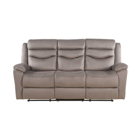 Homeroots 78" Brown Velvet Reclining Sofa With Black Legs 347270