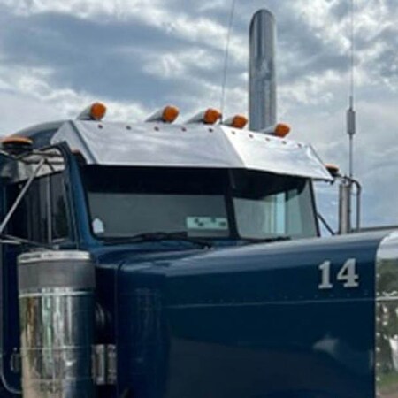 Ilc Repl. For Peterbilt 377 Year 1993 14In Stainless Stl Blind Mount Drop Visor W/ 10 Bullseye Led WZ-EKJZ-9