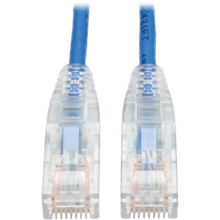 Eaton Tripp Lite Series Cat6 Gigabit Snagless Slim UTP Ethernet Cable RJ45 M/M, PoE, Blue, 2 ft. N201-S02-BL