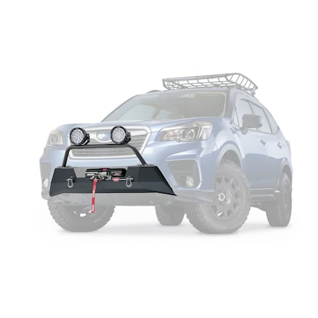 Warn Grille Guard 1Piece; Powder Coated; Black; Steel; With Brush Guards; 2 In Diameter Cross Bars 106236