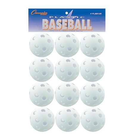 Champion Sports 9 in. Plastic Baseball, White - Set of 12 CH56003