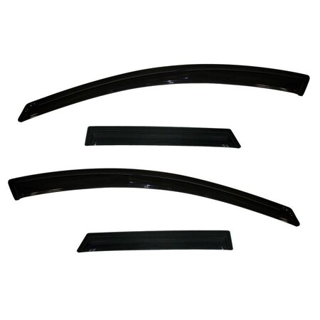 Ventshade Rainguards, Aerodynamic Design, Tape-On, Smoke, Acrylic, Set Of 4 94325
