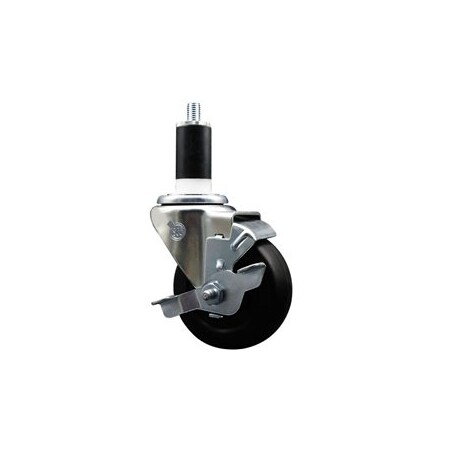 Service Caster 3.5'' SS Soft Rubber Swivel 1-3/8'' Expanding Stem Caster with Brake SCC-SSEX20S3514-SRS-TLB-138