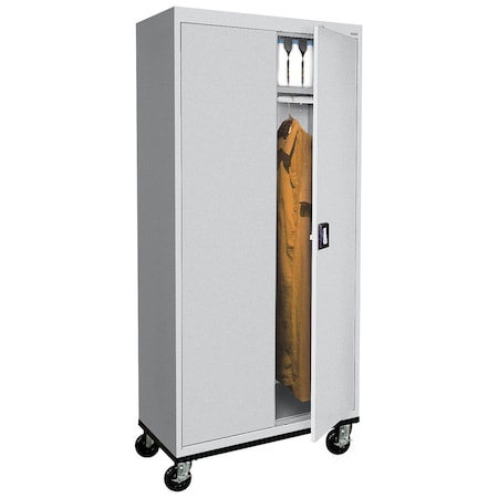 Sandusky Lee Heavy Duty Mobile Welded Steel Wardrobe Cabinet, 36x24x72, Dove Gray TAWR362472-05