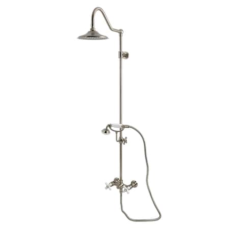 Kingston Brass Wall Mount Rain Drop Shower System with Hand Shower, Brushed Nickel CCK3668PX