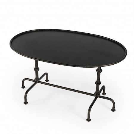Homeroots 38" Silver Aluminum Oval Coffee Table 389915