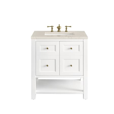 James Martin Vanities Breckenridge 30" Single Vanity, Bright White, w/ 3 CM Siberian Silestone Top 330-V30-BW-3SFR