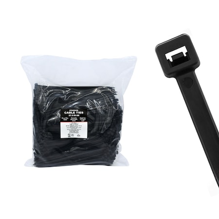 Cable Ties Unlimited Cable Tie, 7.5 in L, 50 lb Strength, 1.8 in Max Bundle Dia, Nylon 6/6, UV Resistant, Black, 1000PK S7.5-50-0M