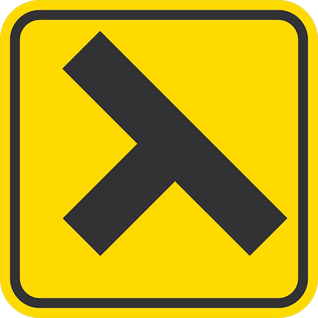 Lyle W2-2, Side Road Symbol, 12x12, High Intensity Prismatic, Yellow G-2050-HI_12x12