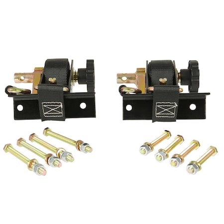 Mytee Products 1-1/2in x 7ft Ladder Rack Ratchet Tie-Down Straps Pair Square Tube Mount, Black RS-LR-Square