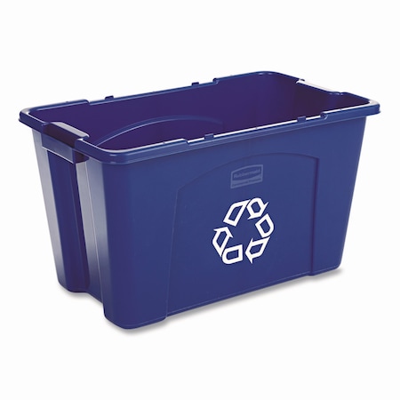 Rubbermaid Commercial 18 gal Rectangular Recycling Bin, Silver Vein/Silver Vein, Polyethylene FG571873BLUE
