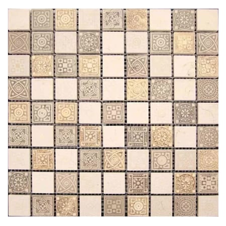 Apollo Tile 12 x 12 in. Textured Beige and Taupe Stone Mosaic Square Wall and Floor Tile 5 sq ft/case, 5PK APLLGN881A