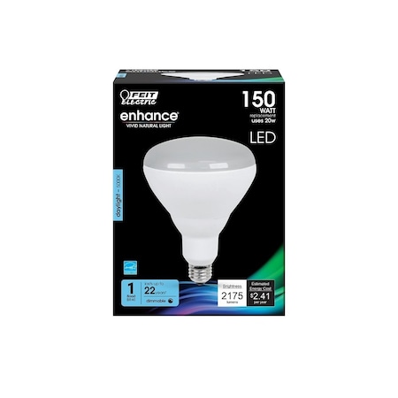 Feit Electric LED Light Bulb, BR40 Lamp, 150 W Equivalent, E26 Medium Lamp Base, Dimmable White BR40DM2175950CA