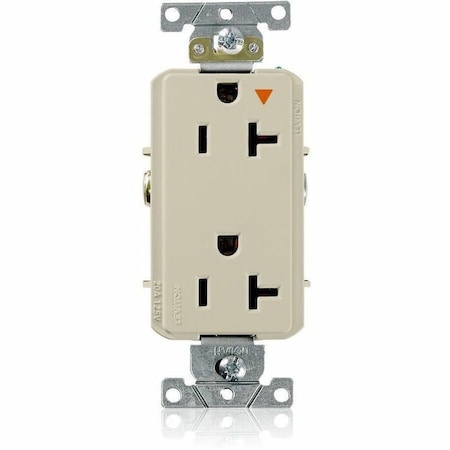 Leviton Straight Blade Receptacle, 5-20R, 20 A, 125V AC, 2 Pole, 3 Wire, Flush Mount, Single, Ivory 16362-IIG