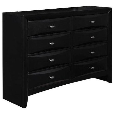 Homeroots 59" Black Solid Wood Eight Drawer Double Dresser 384017