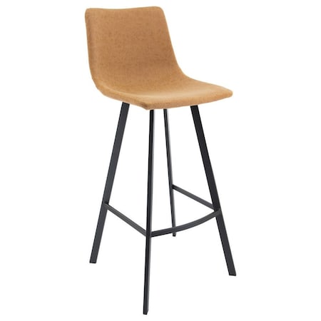 Leisuremod Elland Modern Upholstered Leather Bar Stool with Iron Legs and Footrest, Light Brown ES29BR