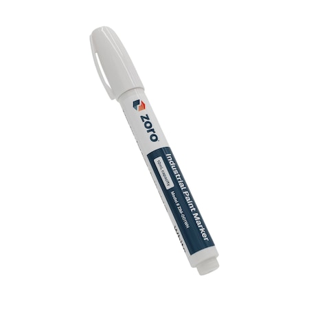 Zoro Industrial Paint Marker, Medium Tip, White ZIM-001WH