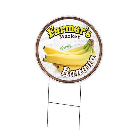 Signmission Farmers Market Banana Double Sided Corrugated Plastic Circle Yard Sign, C-16-CIR-DS-WS-Banana C-16-CIR-DS-WS-Banana