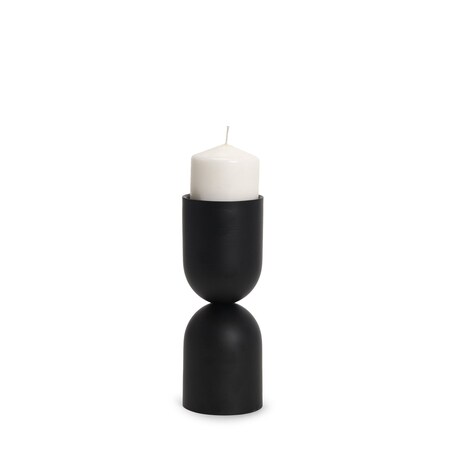 Homeroots 9" Black Metal Tabletop Pillar Candle Holder 608422