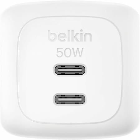 Belkin 50W DUAL USB-C GAN WALL CHARGER WITH PPS, WH WCH019DQWH