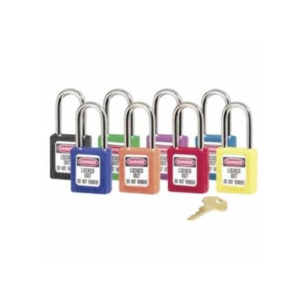 Master Lock Zenex, Thermoplastic Safety Lockout Padlock, 410, 1-1/2 W x 1-3/4 H Body, 3 in H Shackle, KD, Green 470-410LT-GRN
