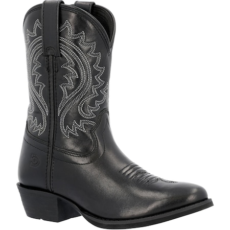 Durango Youth Western Boot, 10 M, 8 in H, Polished Black Onyx DBT0249C