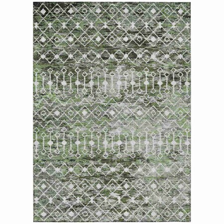 Homeroots 10' X 14' Olive Green And Ivory Argyle Washable Indoor Outdoor Area Rug 615811