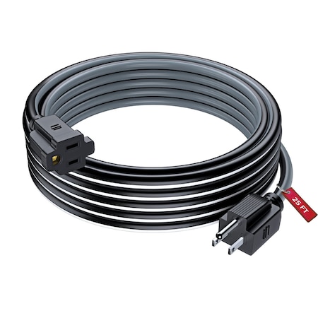 Maximm 25ft 16AWG SJTW Extension Cord, Black/White/Gray C-BK-WH-GR_PI-BK-25FT