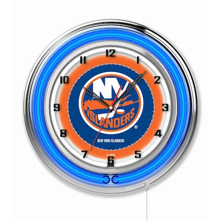 Holland Bar Stool Co New York Islanders Double Neon 19" Clock, NHL Clk19NYIsln