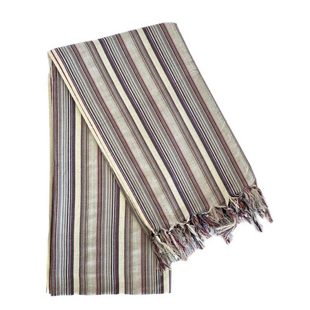 Homeroots 39" X 71" Gray Cotton Plain Weave Striped Turkish Towel Throw Blanket with Tassels 521287