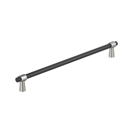 Amerock Mergence 12-5/8 inch 320mm Center-to-Center Matte Black/Polished Chrome Cabinet Pull BP36983FB26