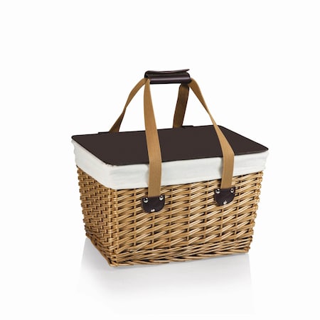 Picnic Time Family Of Brands Canasta Wicker Basket, Beige Canvas with Brown Lid 118-00-190-000-0