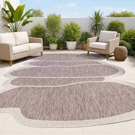 Jonathan Y Jasper Modern Rustic Abstract Light Brown/Beige 5 ft. x 8 ft. Indoor/Outdoor Shaped Area Rug SHP101D-5