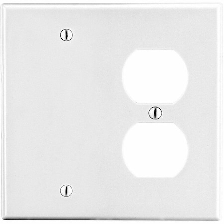 Hubbell Wiring Device-Kellems Wallplate, 2-Gang, 1) Duplex 1) Box Mount Blank, White P138W