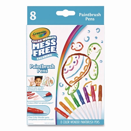 Crayola Color Wonder Paintbrush Pens, Assorted Colors, 8PK 75-2858