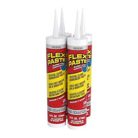 Flex Seal Flex Paste Clear 9 oz Cartridge, 4PK PFSCLRR09