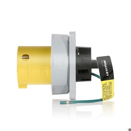 Leviton Pin & Sleeve Inlet, 60 A, 125V AC, 2 Pole, Screw Terminals Wire Connection Type Yellow 330B4WLEV