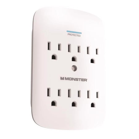 Monster Just Power It Up 0 ft. L 6 outlets Wall Tap Surge Protector White 1200 J 1606